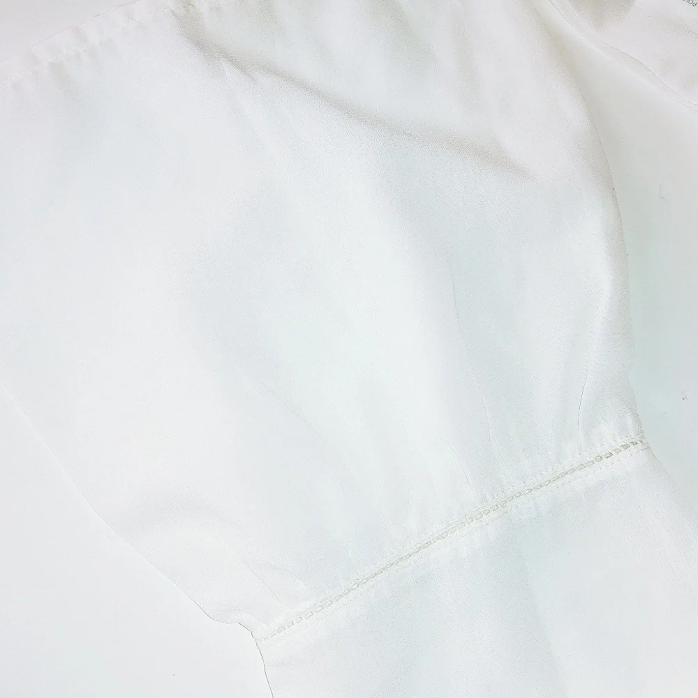 White Semi Sheer BOHO Blouse 2X - Picture 4 of 6